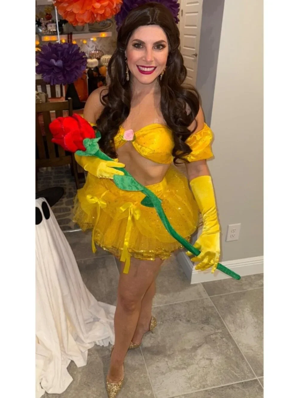Leg Avenue Women's SMALL 4 Pc Fairytale Beauty Costume Yellow Sexy Ballgown